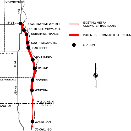 map of proposed commuter rail extension